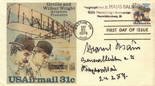 Ww2 luftwaffe hans baur signed - ww2,