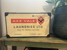 Vintage 1950’s Axe Vale Laundries Ltd Axminster Laundry Box With Original Strap