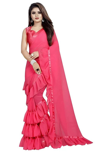 Women plain georgette ruffle - georgette,