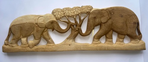 Elephants carved reclaimed - on,