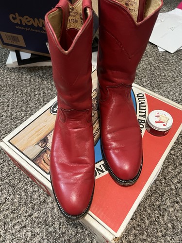 Justin red leather - leather, roper