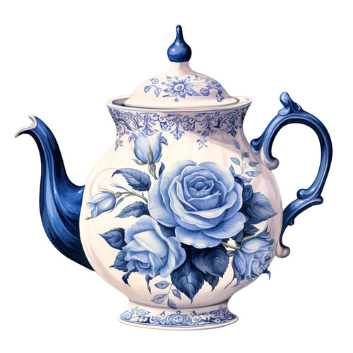 Delft blue tea set tile - set,