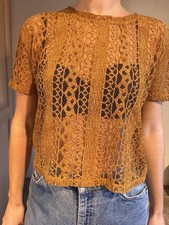 Zara Mustard Lace Top Size M