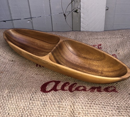 Wooden divided serving bowl - wooden,