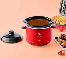 Heat & Eat Chocolate Fondue Set Ceramic Pot Easy Clean Great For Parties Events