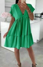 Womens V-Neck Smock Dress