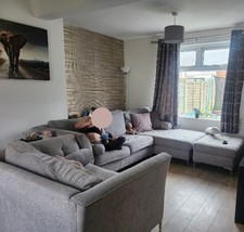 Bold by Louise Redknapp Corner Sofa Pouffe and Cuddle Armchair In Grey