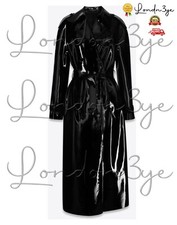 Women Vinyl Trench Coat Black