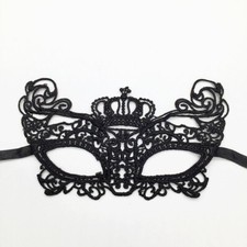 Lace Masquerade Eye Mask BLACK Gothic Fancy Dress Ladies Hen Party Halloween