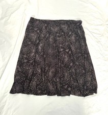 Ladies Size 26 Black/Silver Patterned Elasticated Waist Skirt Damart Preowned GC