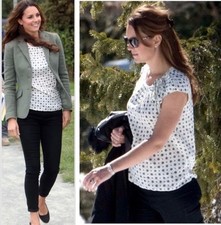 ZARA WOMAN WHITE PRINT BLOUSE BOW SIZE XS EXTRA SMALL KATE MIDDLETON