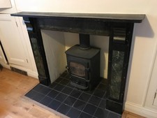 Victorian marbleised slate fireplace surround with inlays 