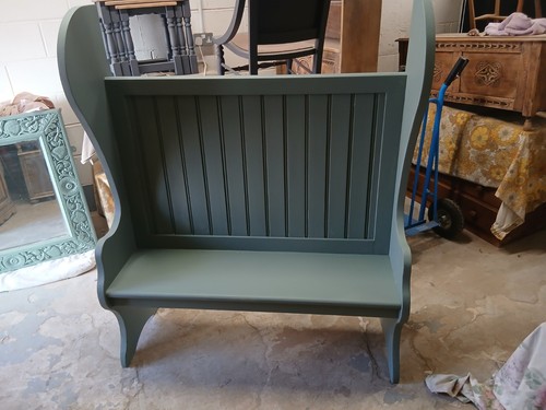 Painted solid pine settle hall - pine,