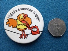 BUZBY ' Make Someone Happy '  pin badge  1980's