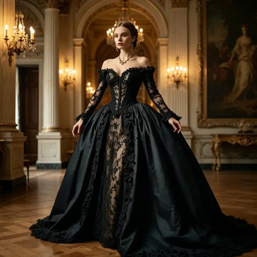 Vintage victorian black prom - victorian,