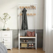 Hat and Coat Stand Hall Tree Hallway Shoe Rack Bench with Shelves Hooks HSR40W