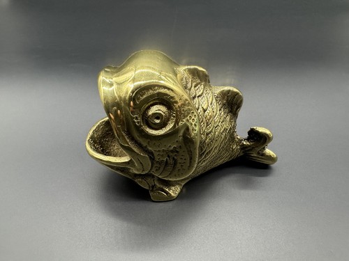 Vintage brass open mouth fish - mouth,