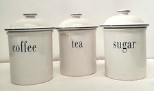 Vintage Habitat Bloomsbury White Blue Ceramic Tea Coffee Sugar Storage Jars