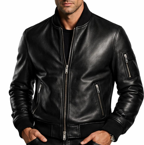 Men black genuine - black, sheepskin