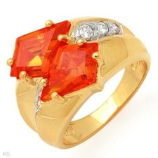 925 SS 14K YELLOW GOLD PLATED 14.58 CTW FIERY ORANGE CZ RING, T/10, P/8