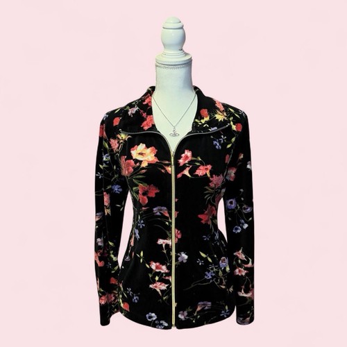 Vintage black velour - vintage, floral