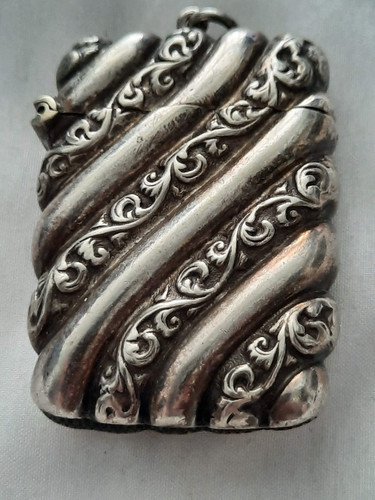 Silver plated match vesta - vesta, case