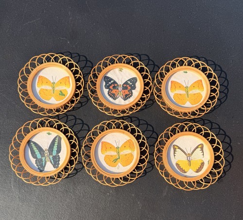 Vintage butterfly coasters - x,