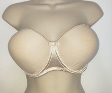 E-vie Beige and Gold Padded Strapless Underwired Bra Size 36DD