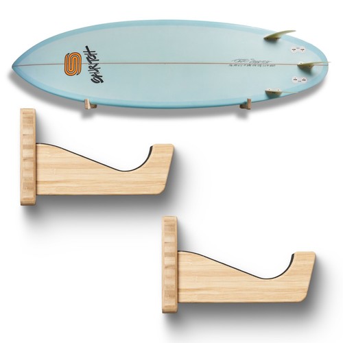 Bamboo surfboard wall mount - surfboard,