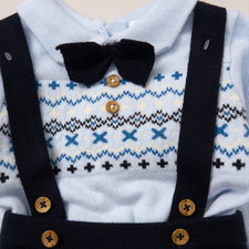 Baby Boy clothes knitted bow tie bodysuit and trousers with braces