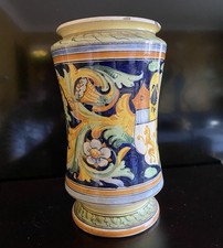 Italian Maiolica Pottery Albarello Pharmacy Drug Jar 19th Century.