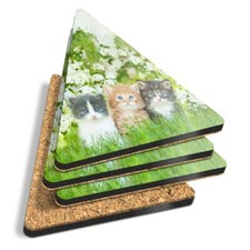 4x Triangle Coasters - Gorgeous Kittens Garden Cats Animals #8663