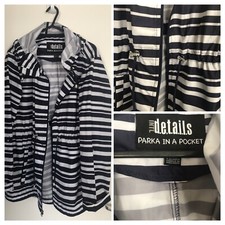 INTL Details Ladies Parka in a Pocket White Blue water resistant Hooded - size L