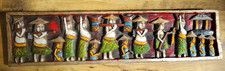 Large Vintage Balinese Wooden Folk Art Wall Panel / Plaque, 93x23cm Tribal