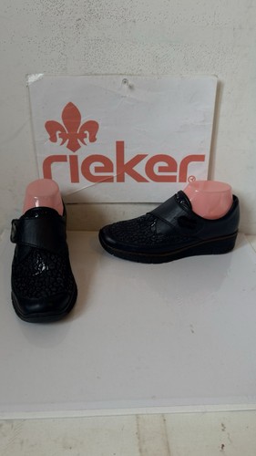 Rieker black leather shoes - rieker,