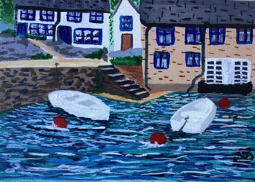 Acrylic painting polperro - acrylic, of