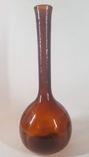 Vintage Albinana Olleria Mid Century 34cm Tall Spanish Art Glass Brown Bulb Vase