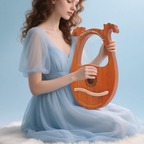 String lyre harp mahogany - string,