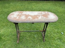 Antique Victorian period cast iron pub table Mahogany Top