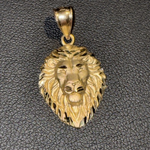 14k gold lion face - gold, pendant