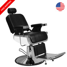 Heavy Duty Reclining Barber Chair 500lb Swivel Headrest Professional Vintage