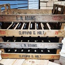 Storage Crates, Vintage Wooden Chitting Trays Branded