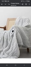 Cozee Home Faux Fur and Velvetsoft Heated Throw with 9 Heat Settings Light Grey