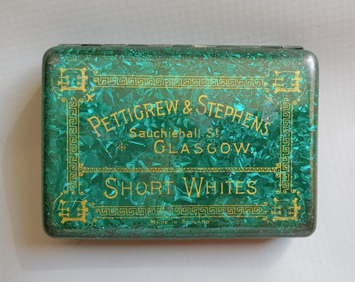 Antique marbled green tin - antique,