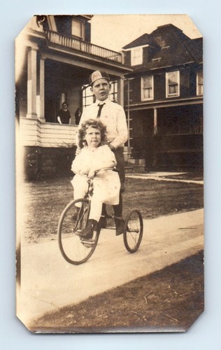 Old vintage photo boy and - boy, girl