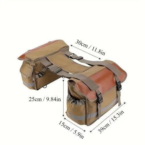 Canvas leather double panniers - leather,