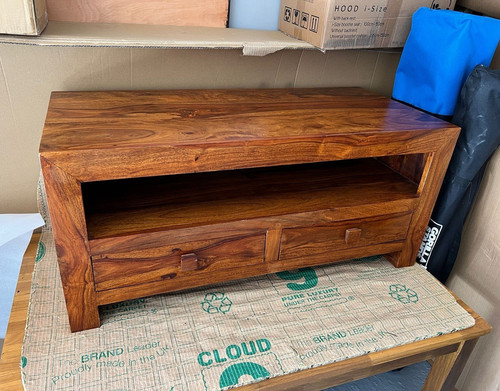 Wood stand brown drawers - wood, tv
