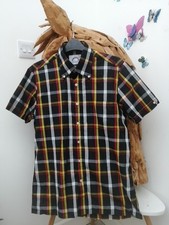 BRUTUS TRIMFIT Shirt Mens MEDIUM (36-37") Short Sleeve Black Check