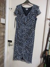 ladies michel ambers size 14 navy/multi patterned v neck short sleeved dress