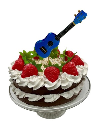 Blue ukulele cake topper - blue,